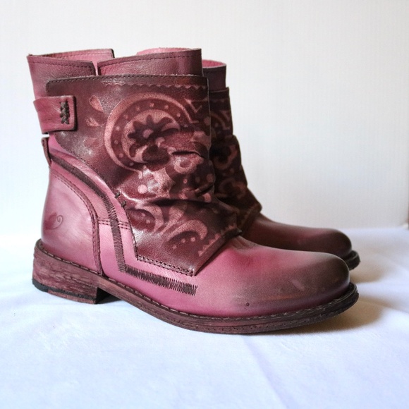 NWT Felmini Leather Ankle Boot Cranberry Women's 37 (US 6.5) Boho Portugal Fall - Picture 1 of 15